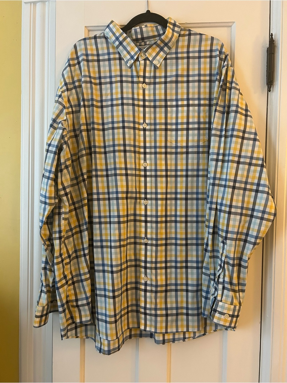 L.L. Bean Yellow and Blue Plaid Button-Down Shirt